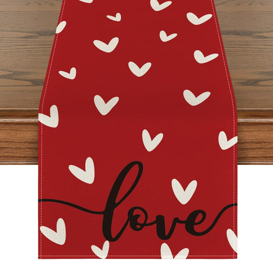 Table Runner, Valentine's Day Dining Room Decor, 13x72 Inches