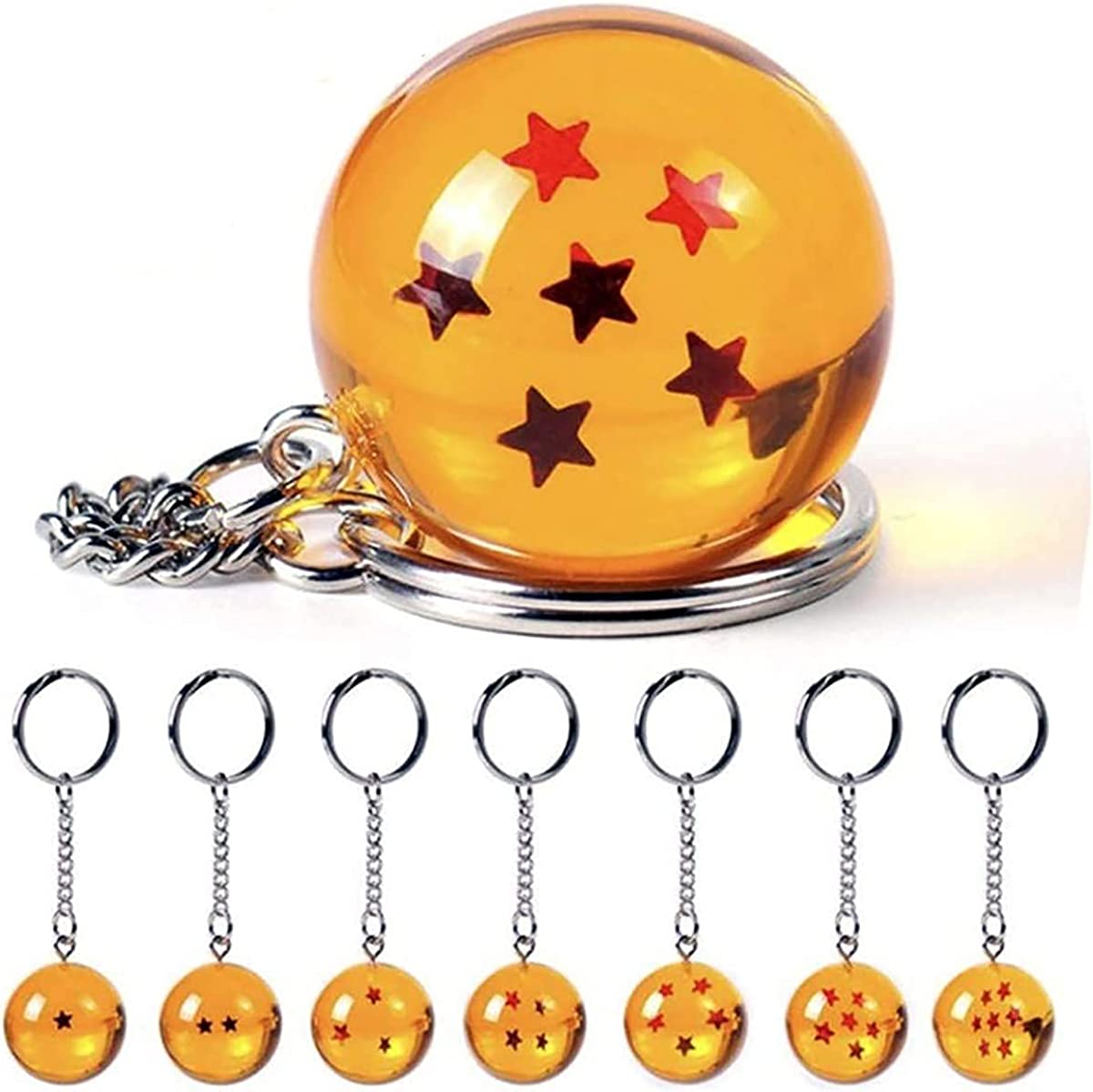 Pack of 7 dragon ball acrylic keychains - Yellow color