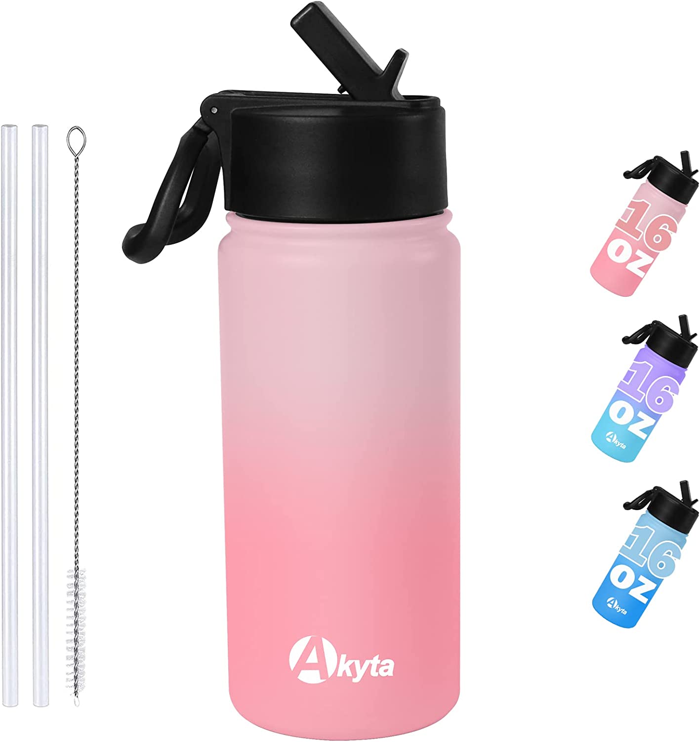 Vacuum Insulated Water Bottle (Pink, 16oz)