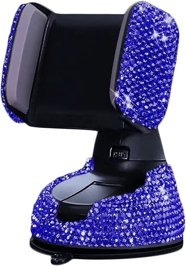 Car Phone Holder, Adjustable, Rhinestone, (Blue)