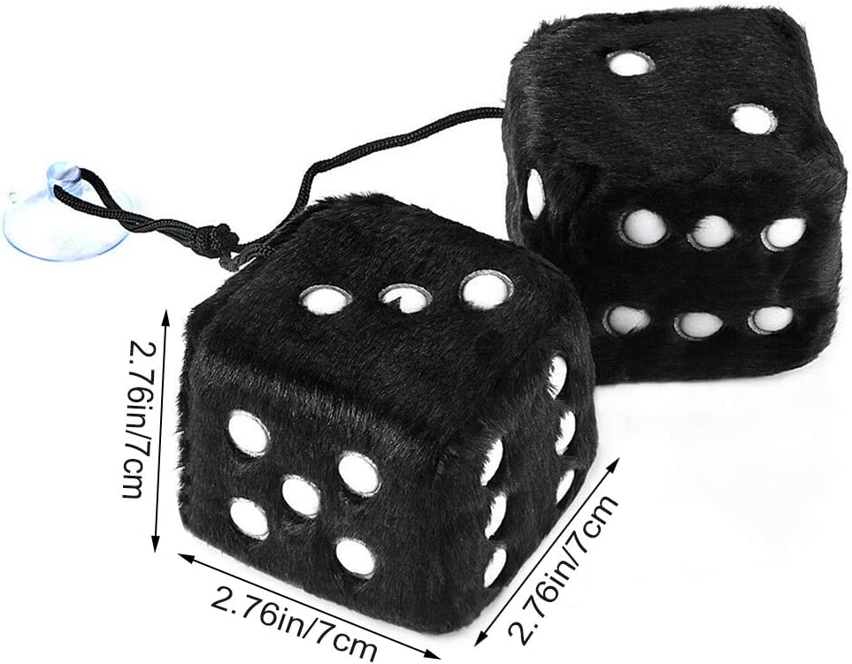 Dice ornament x 2, plush, hanging, (black)