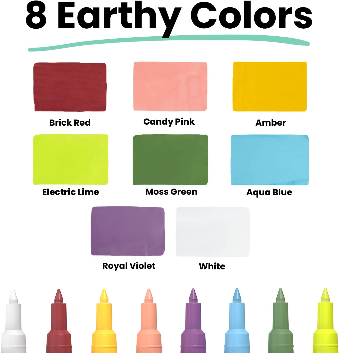 Liquid Chalk Markers (8 Pack, 1mm Extra Fine Tip), Multicolor