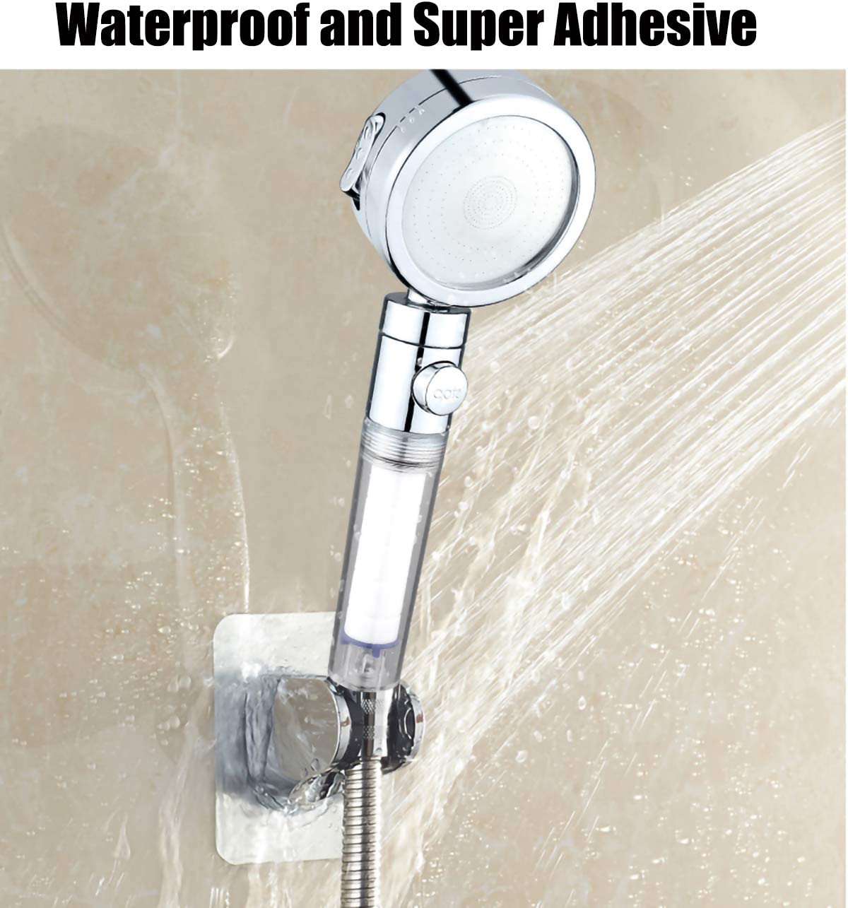 Adhesive and waterproof shower head holder, Silver