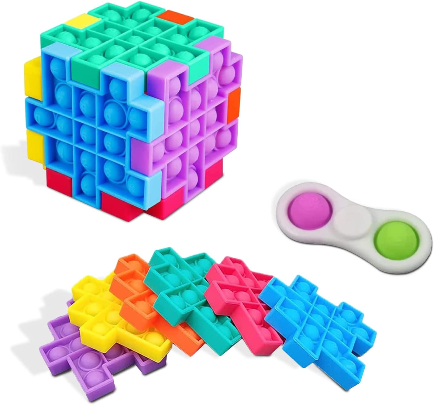 Pop It Cube Puzzle, 7.87 x 11.81 x 1.77 Inches, Assorted Colors