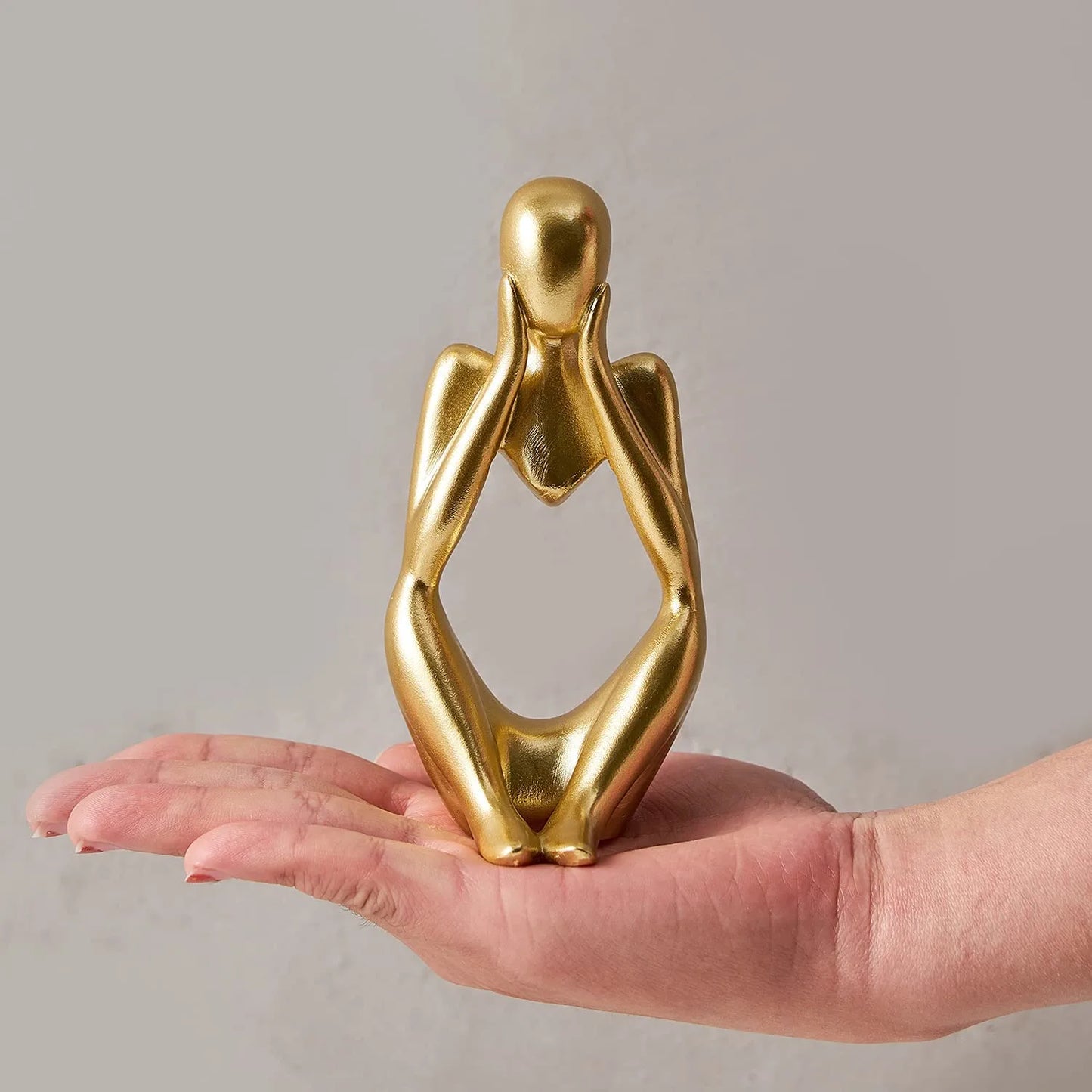 Gold Decor Thinker Statue Abstract Art