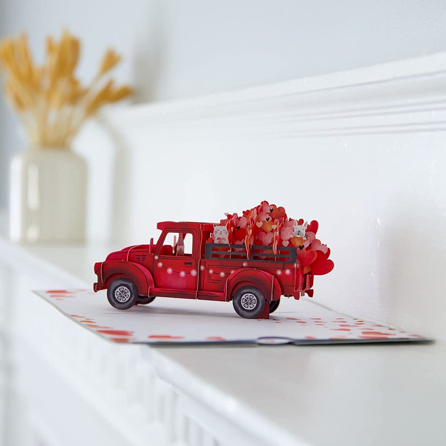 3D Pop Up Valentine's Cards,7x5x0.1 inches,Truck of Flowers