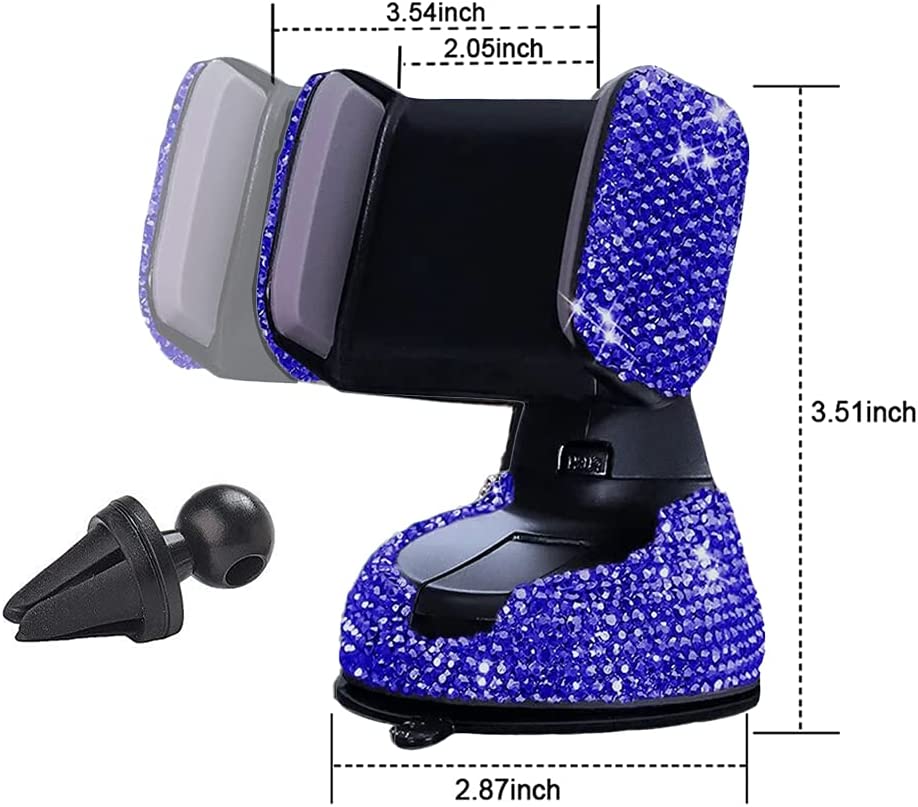 Car Phone Holder, Adjustable, Rhinestone, (Blue)