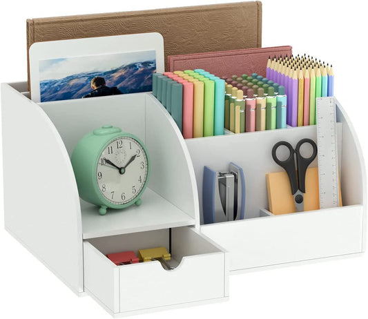 Organizer and Storage for Office Supplies, 8 Compartments, white