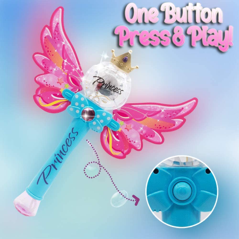 Fairy Princess Bubble Wand Blower, Blue