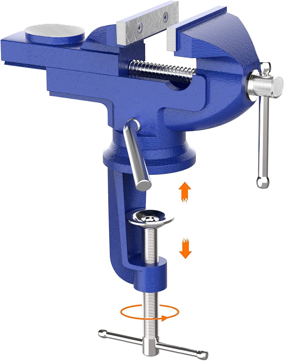 Vise swivel base clamp - 3.0 inches, blue