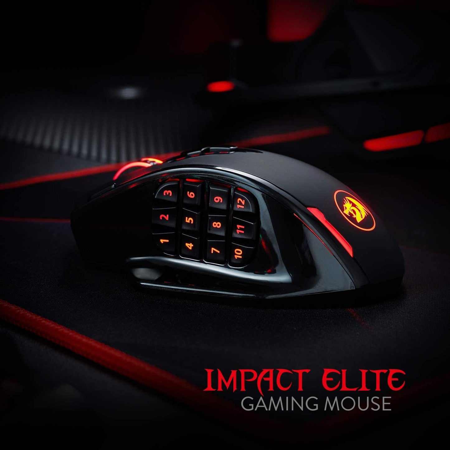 Wireless gaming mouse with 16 programmable buttons, black