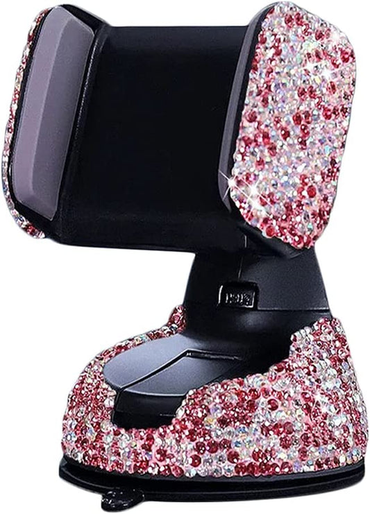 Rhinestone Adjustable Car Phone Holder (Pink)