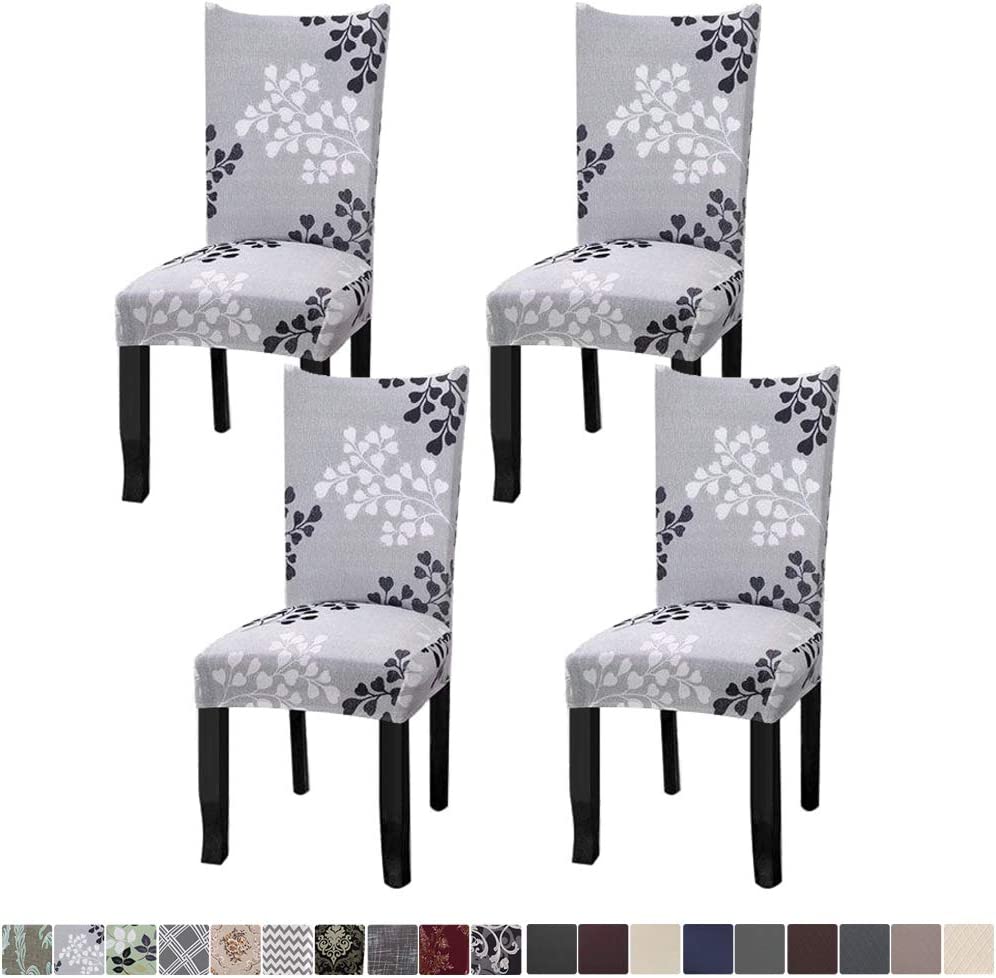 Stretch dining chair covers, 4und (gray / black)