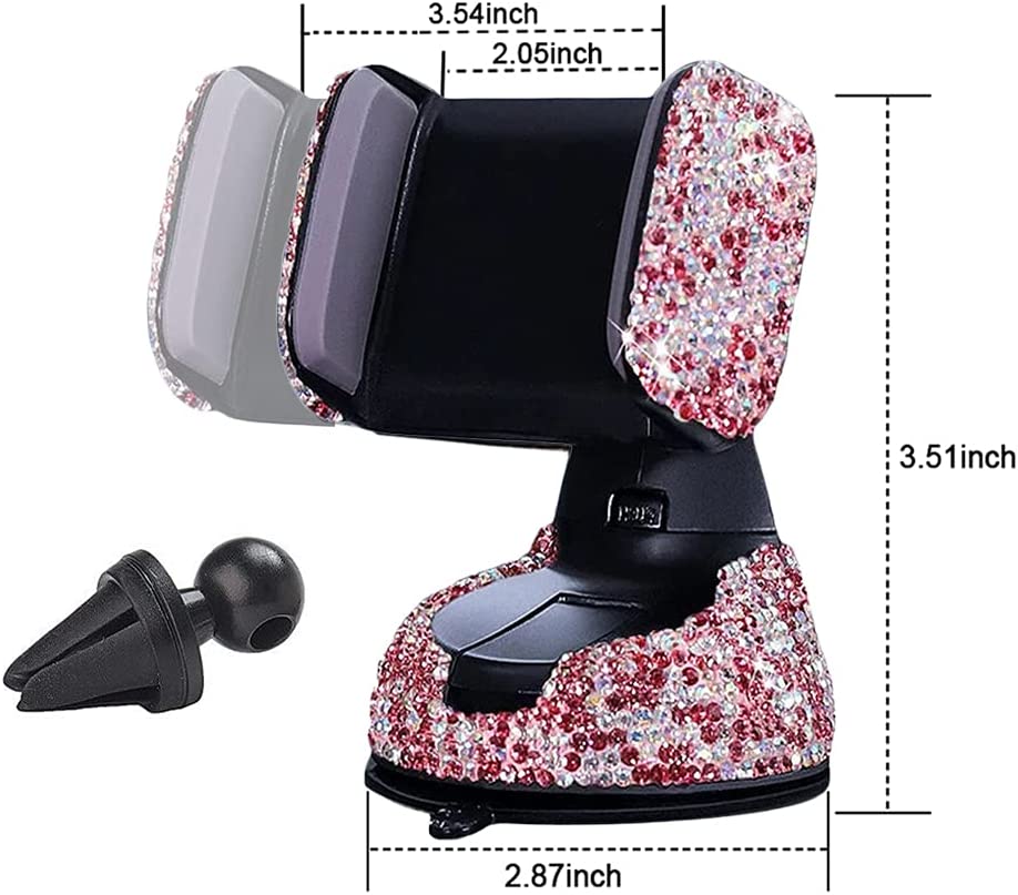 Rhinestone Adjustable Car Phone Holder (Pink)