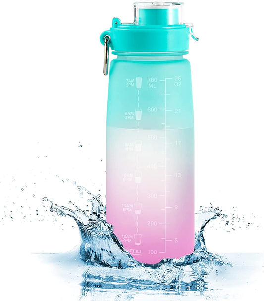 27oz 800ml Purple/Green Motivational Sports Water Bottle