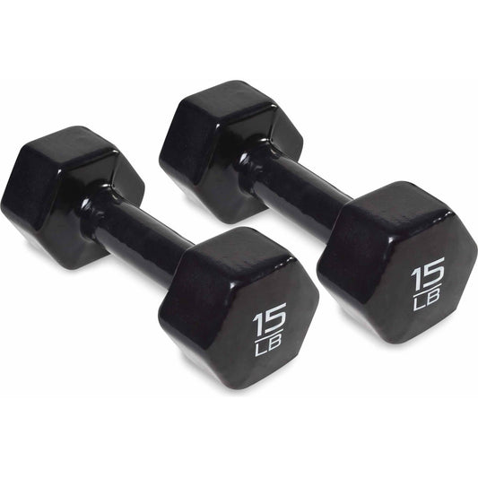 Vinyl Coated Dumbbells, 15 lbs, Pair