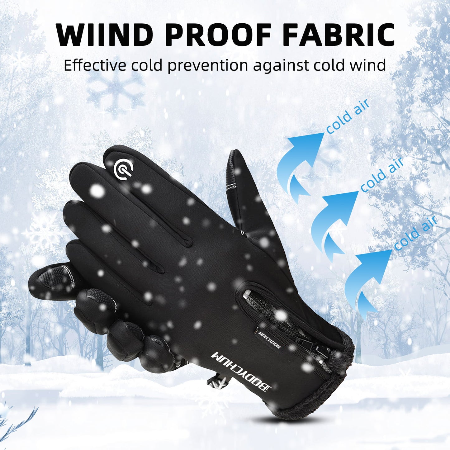 Touchscreen Windproof Non-Slip Heated Gloves Color: Black