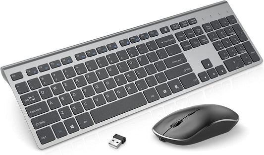 Long-lasting rechargeable wireless keyboard and mouse (gray)