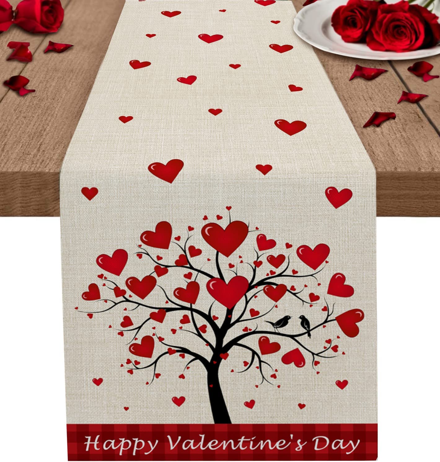 red love table runner for valentines day 70 inches long, 13 x 70"