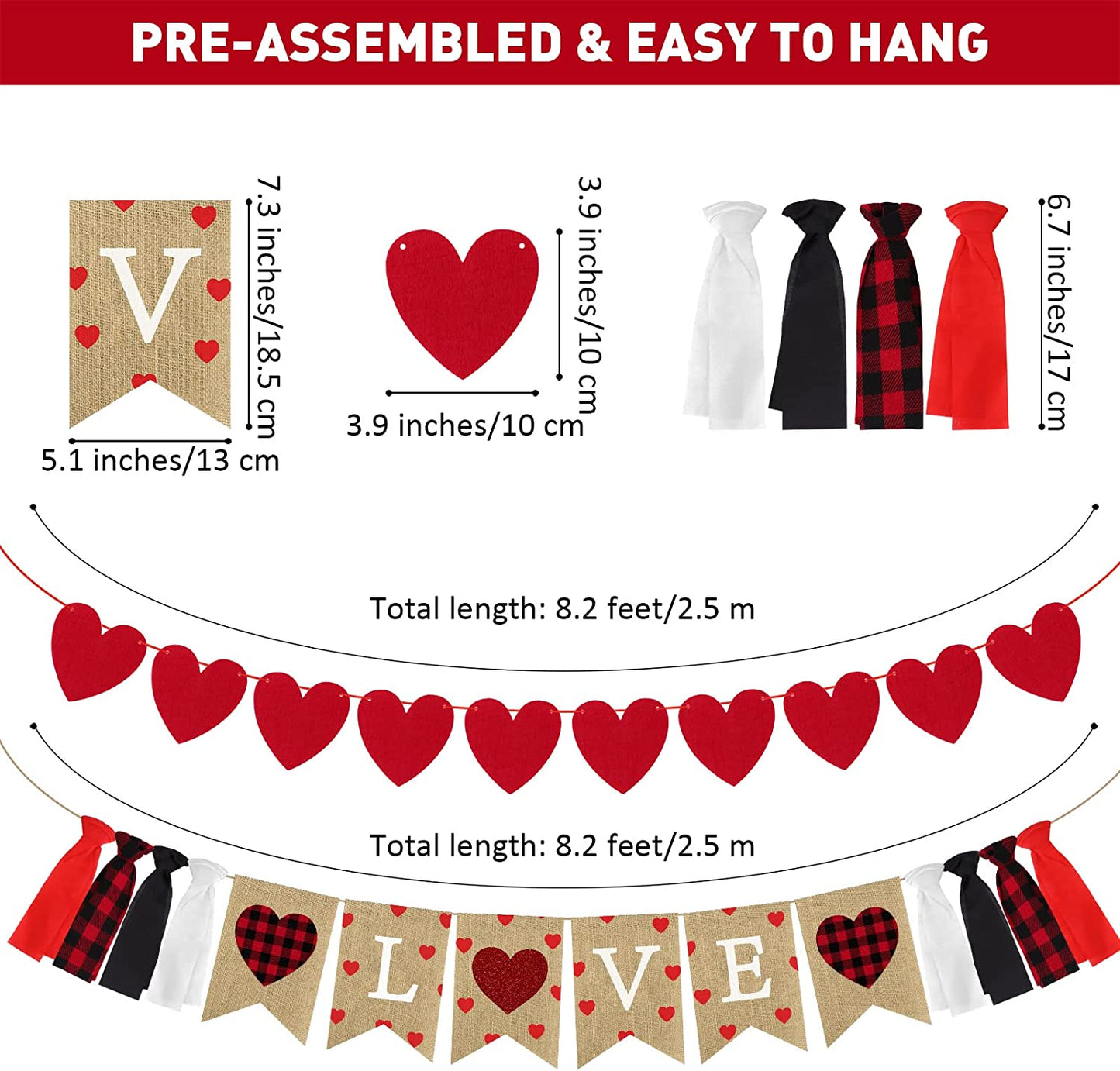 Valentine's Day Burlap Banner Set