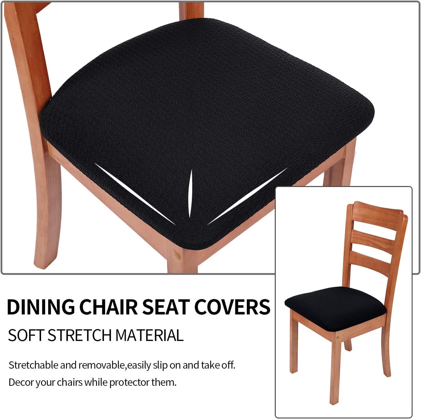 Seat covers for stretch dining chairs, 4und, (black)