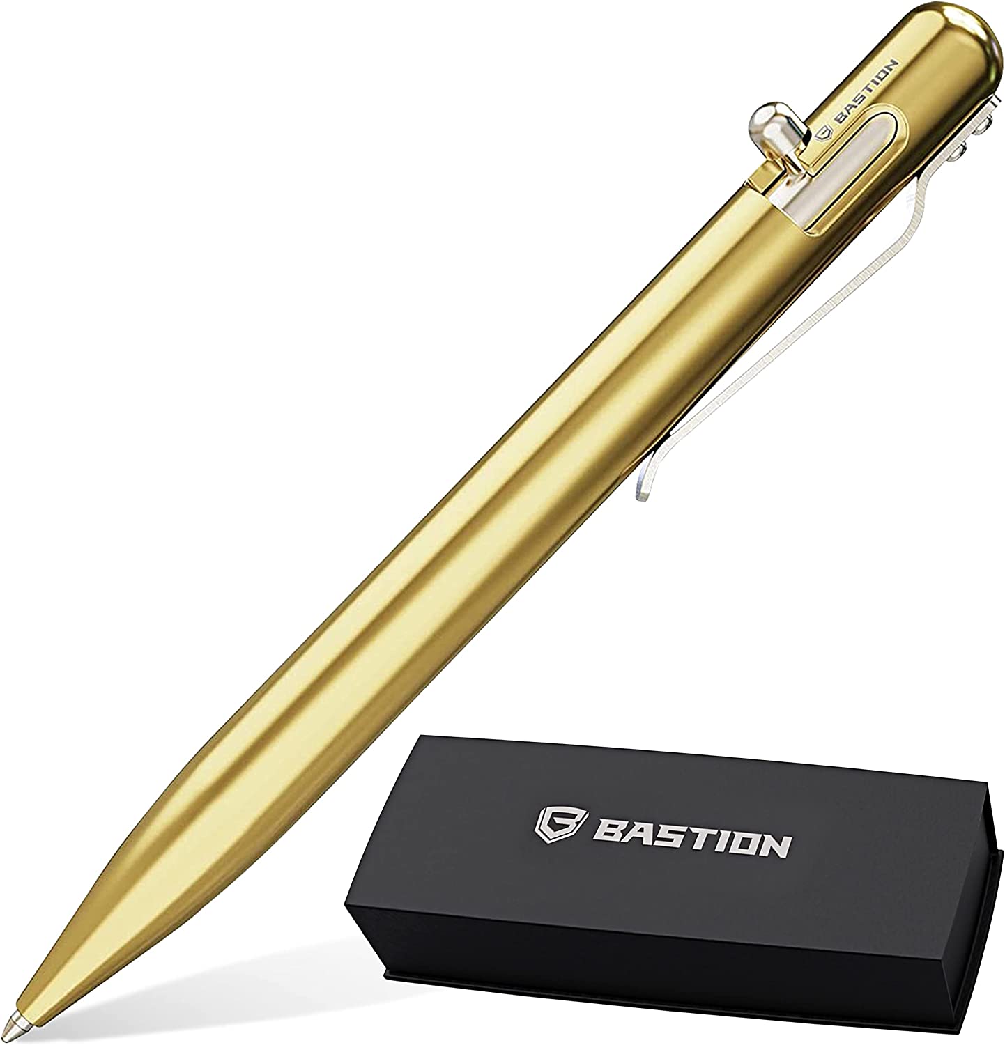 Titanium bolt action metal ballpoint pen (Color: Brass)