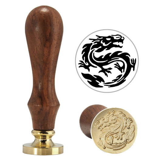 Wax seal with wooden handle, Color: Dragon