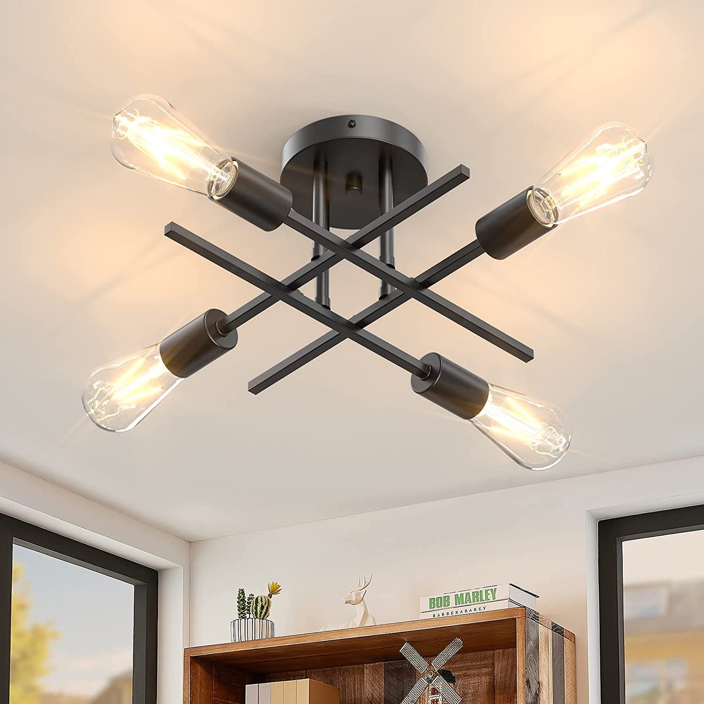 Semi Flush Mount Ceiling Light Fixture, 4 Lights