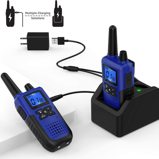 2 Long Range Rechargeable Walkie Talkies - Color: C Blue