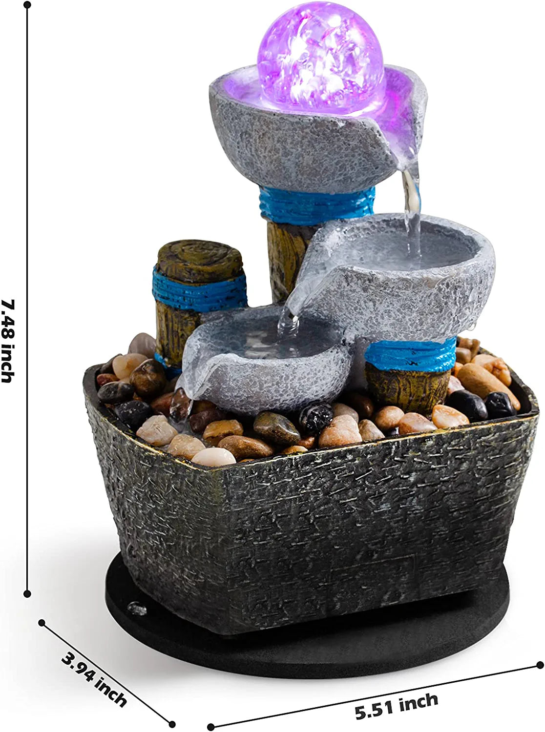 Tabletop Fountain Waterfall Including Natural Rocks