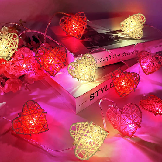 Heart-shaped decorative LED string lights for Valentine's Day