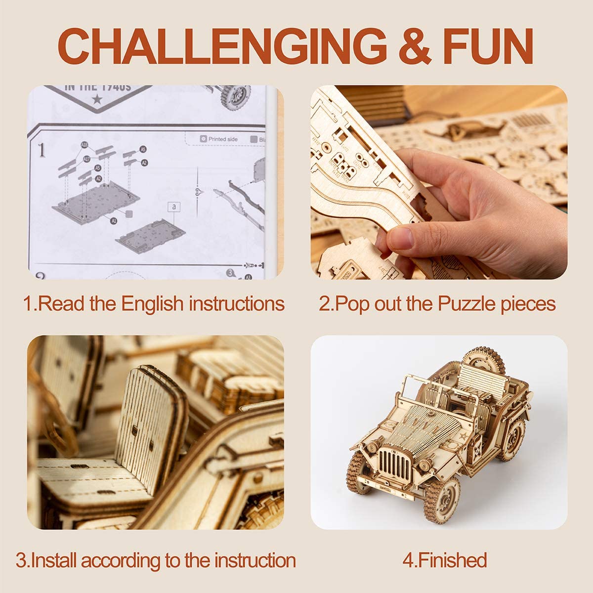 3D wooden puzzle for adults and teenagers - SUV