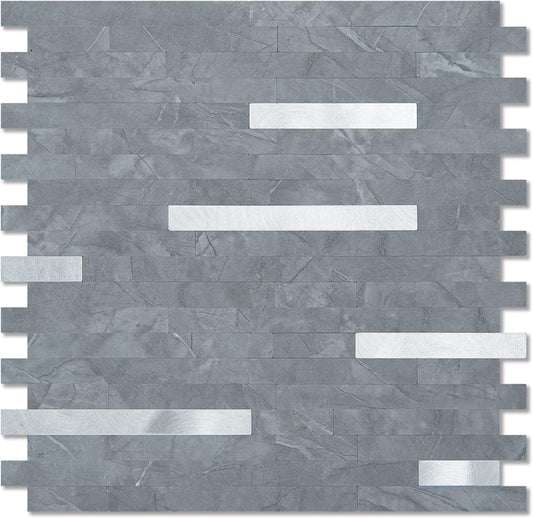 2 Sheet of Peel and Stick Backsplash Tile (Marble Grey)