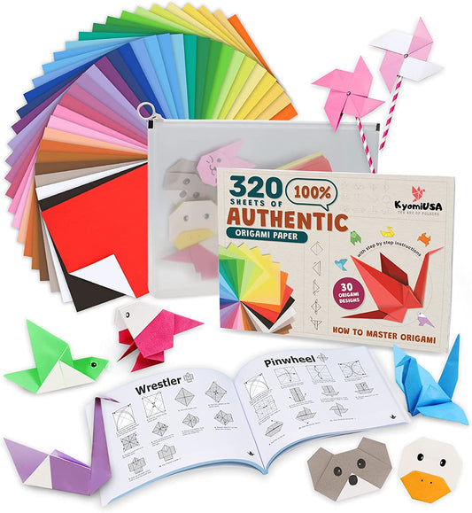 320 sheets of origami paper, 32 vibrant colors