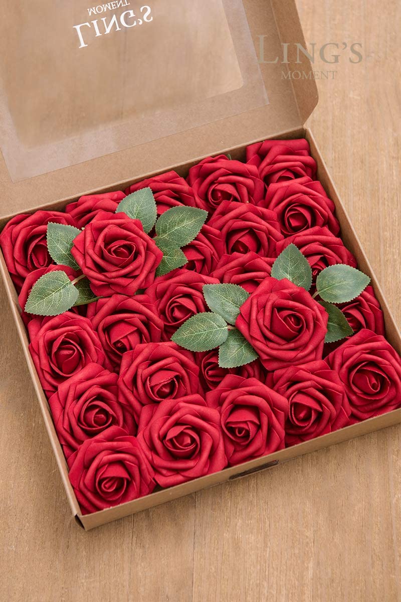 Artificial Flowers Red Roses 25pcs