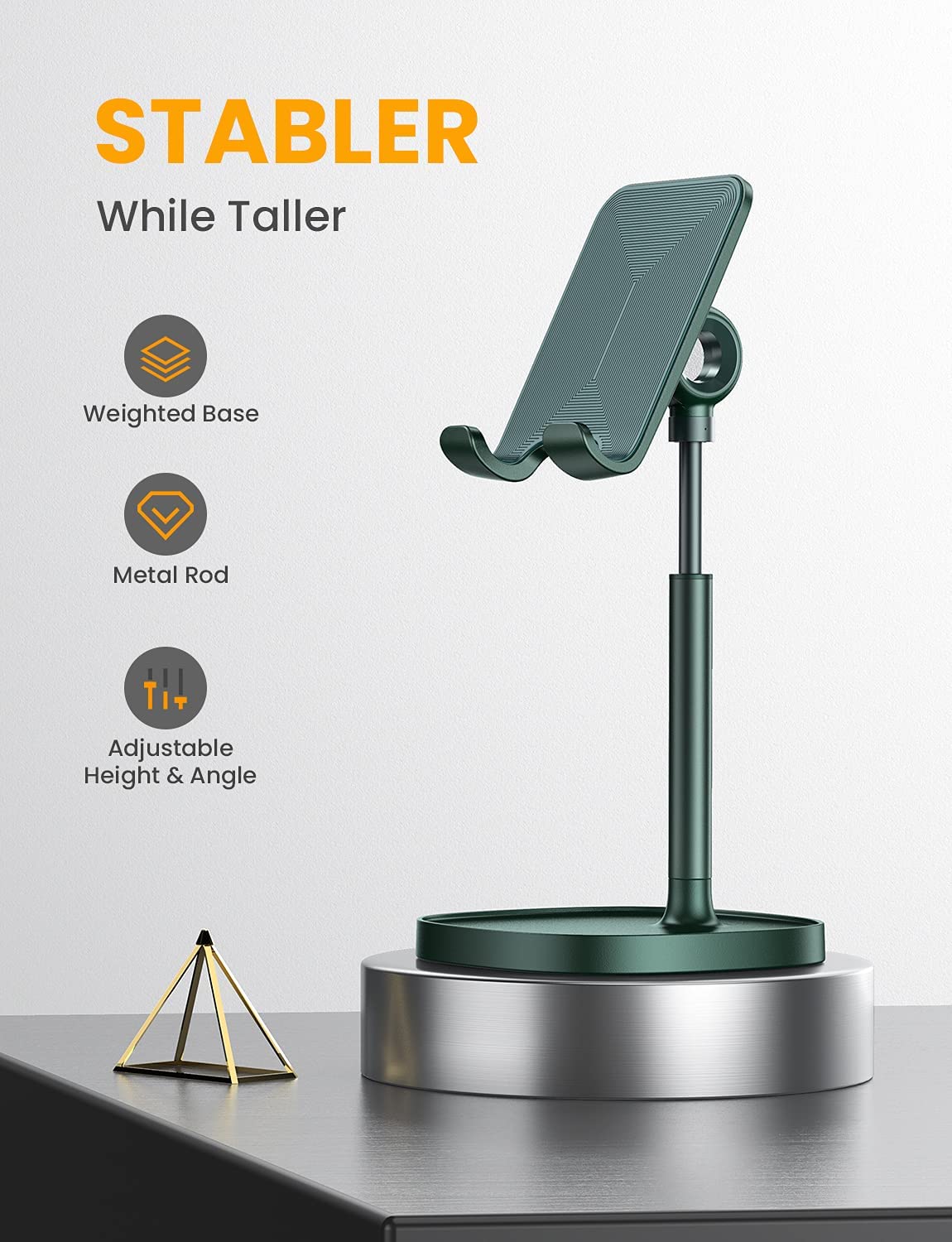 Adjustable support for office mobile, Green.