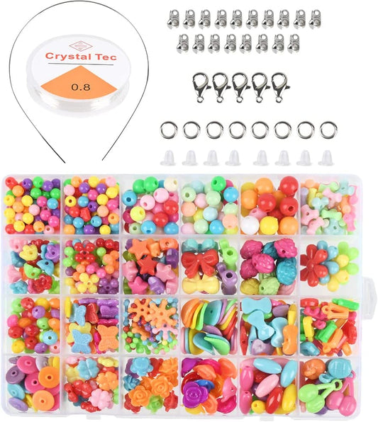 Kit to make bracelets with colored acrylic beads