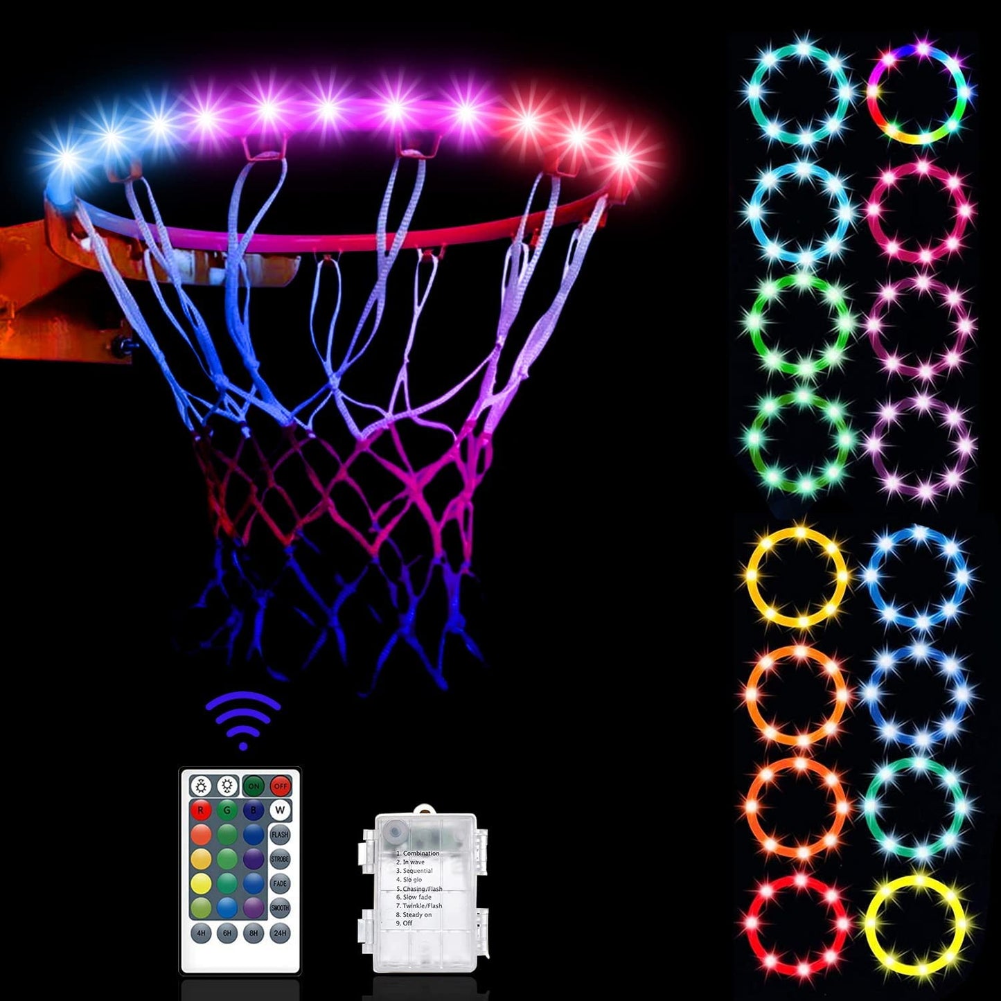 Outdoor Basketball Hoop Waterproof Remote Control LED Lights