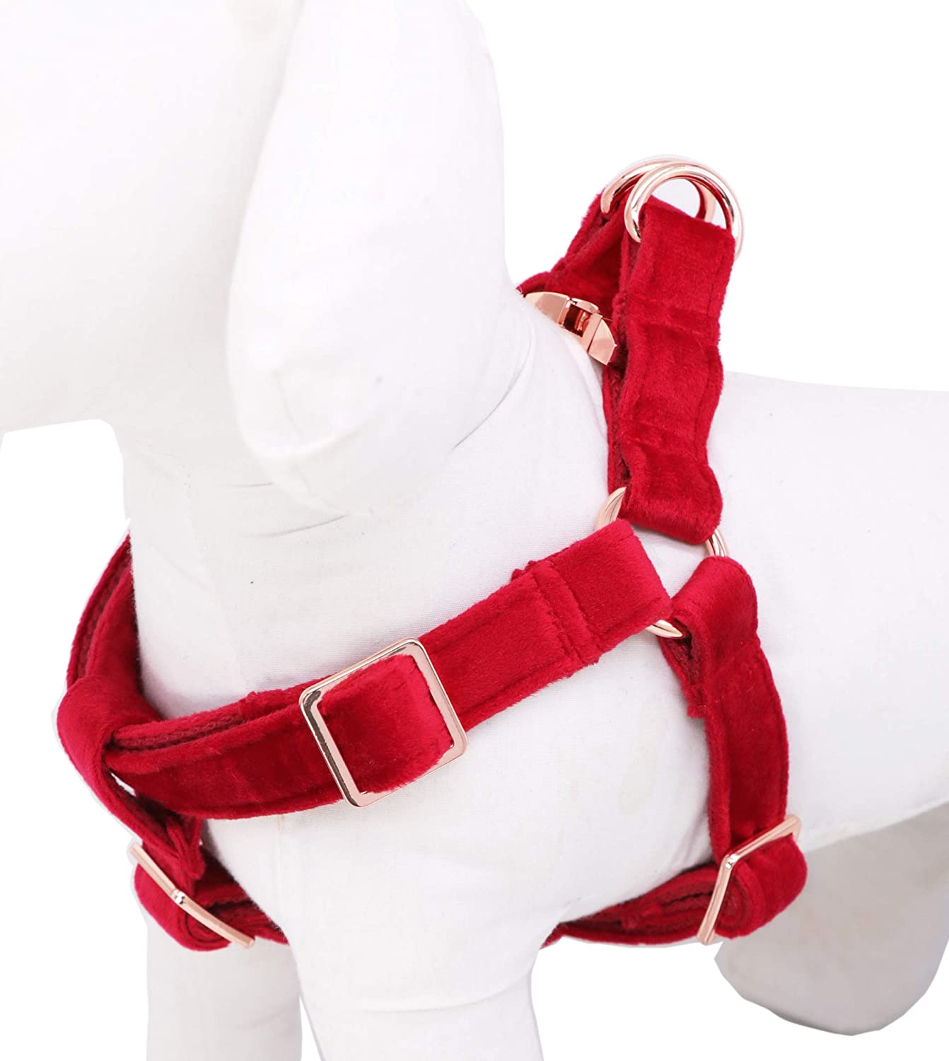 Adjustable Velvet Harness for Pets, Red (S)