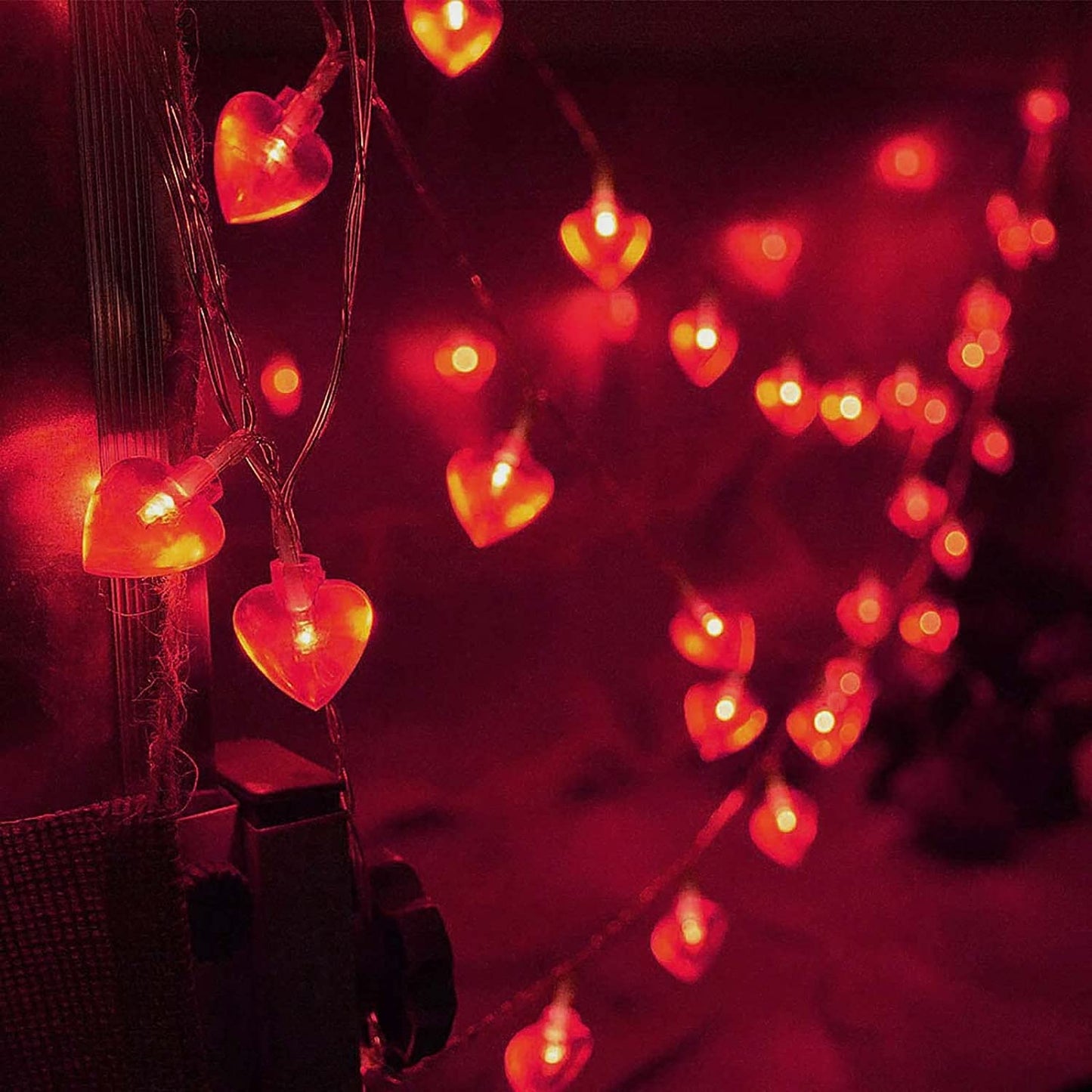 Valentines Day Decoration LED Heart Lights, 19.6 ft 40 (Red)