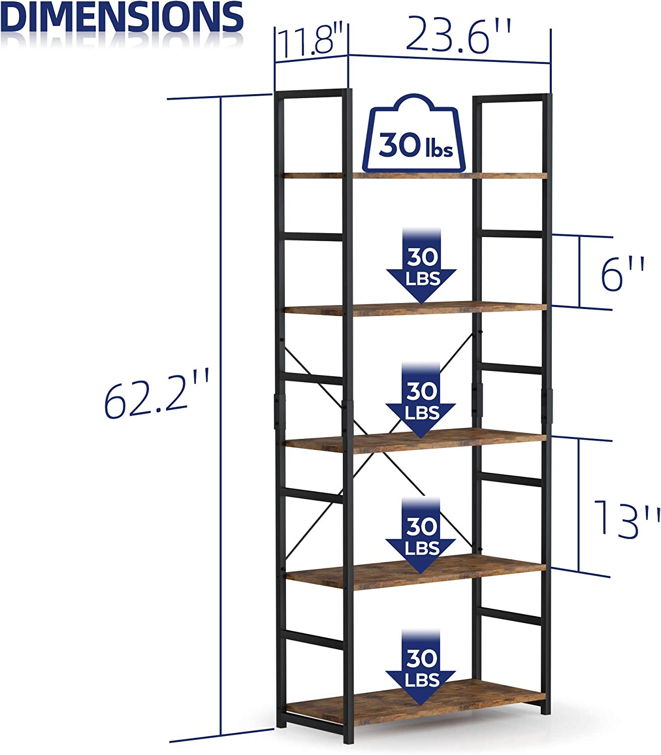 Modern Office Bookcase, (5 Tier)