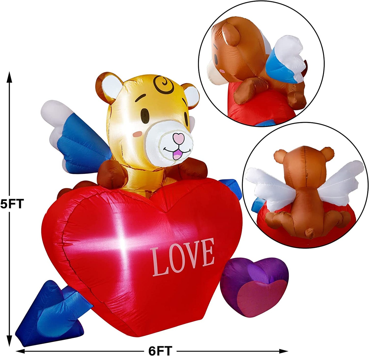 Inflatable Bear with Love Heart, 6FT