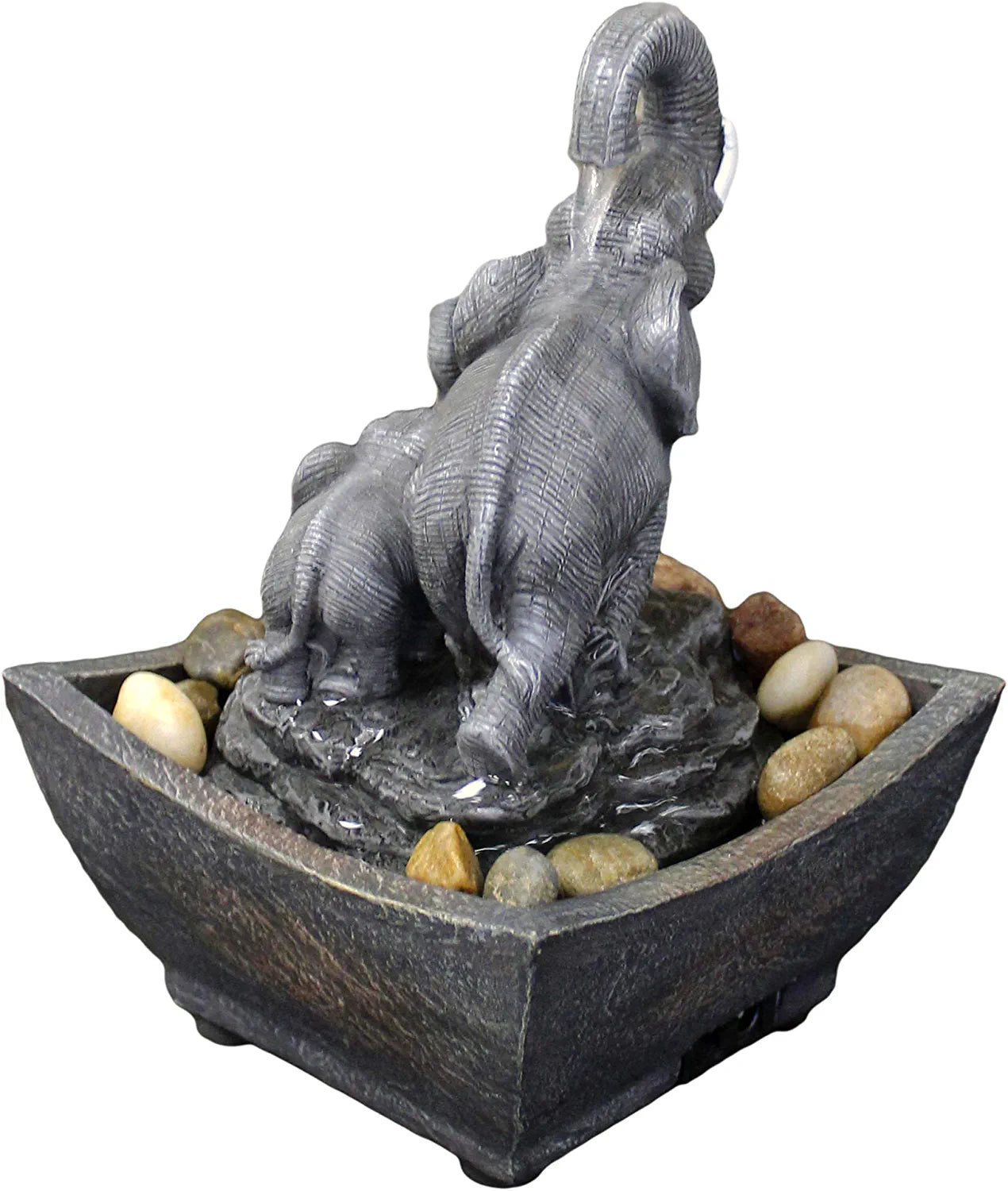 Playing Elephant & Baby Elephant Water Fountain 7.5"