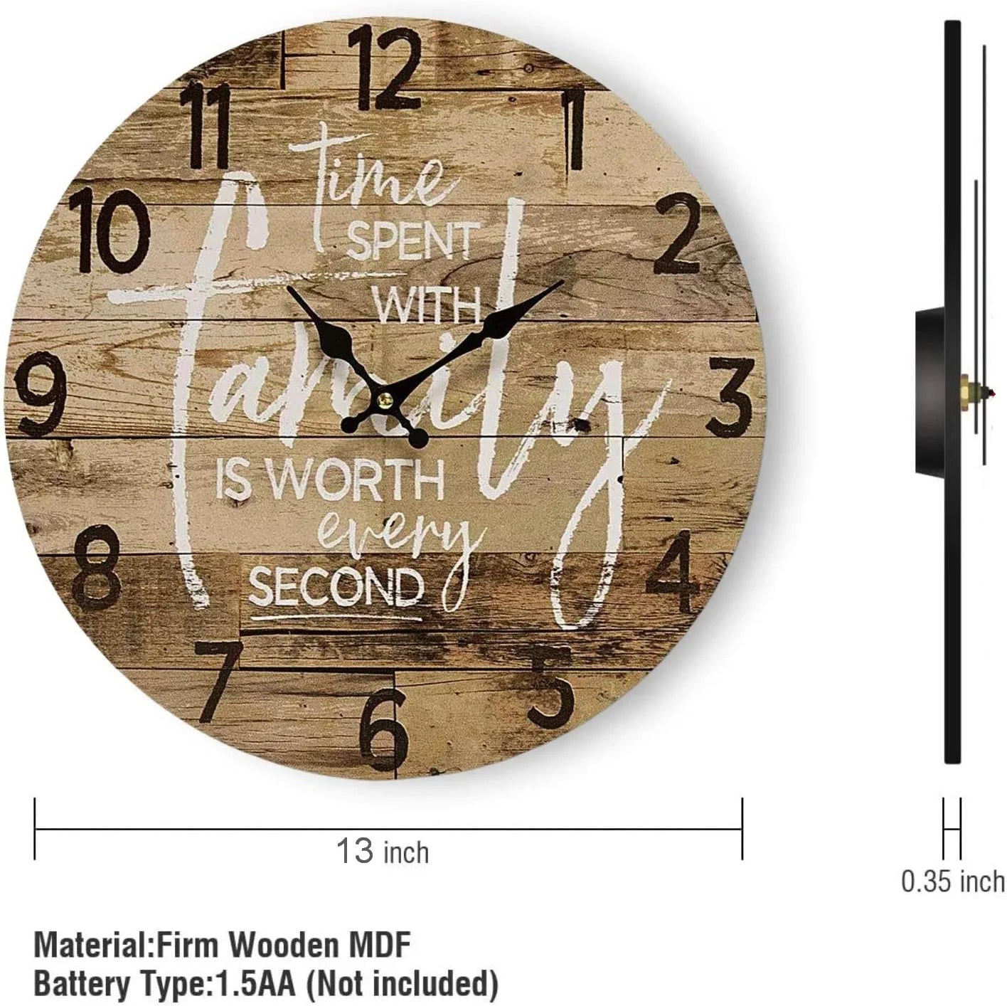 Round Farmhouse Wall Clock, 13 Inch