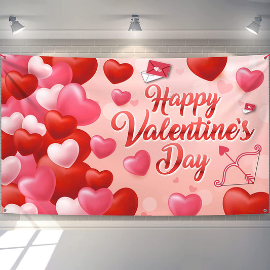 Large Happy Valentine's Day Banner, 72 x 44 inches