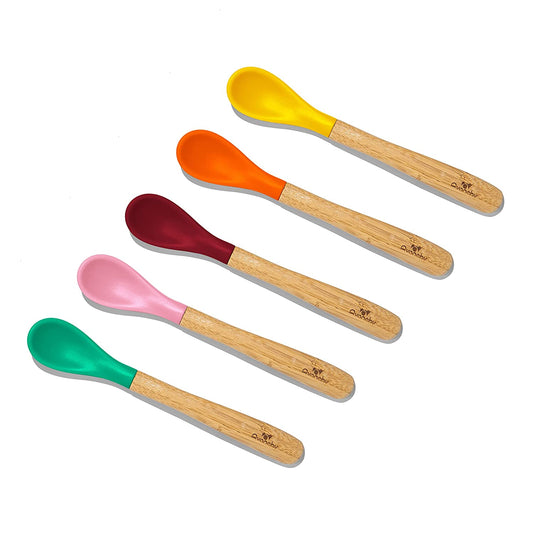 Bamboo Baby Spoons, (Green, Pink, Orange, Yellow, Magenta)