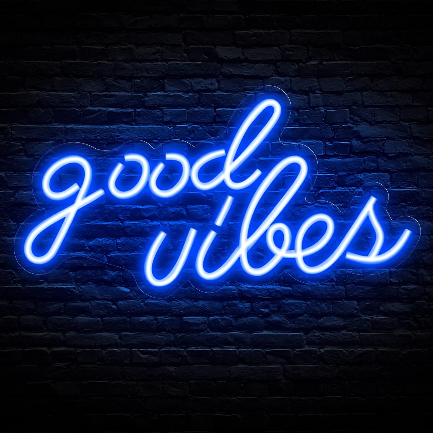 Blue Good Vibes Neon Sign - LED, (16.1 x 8.3 inch)