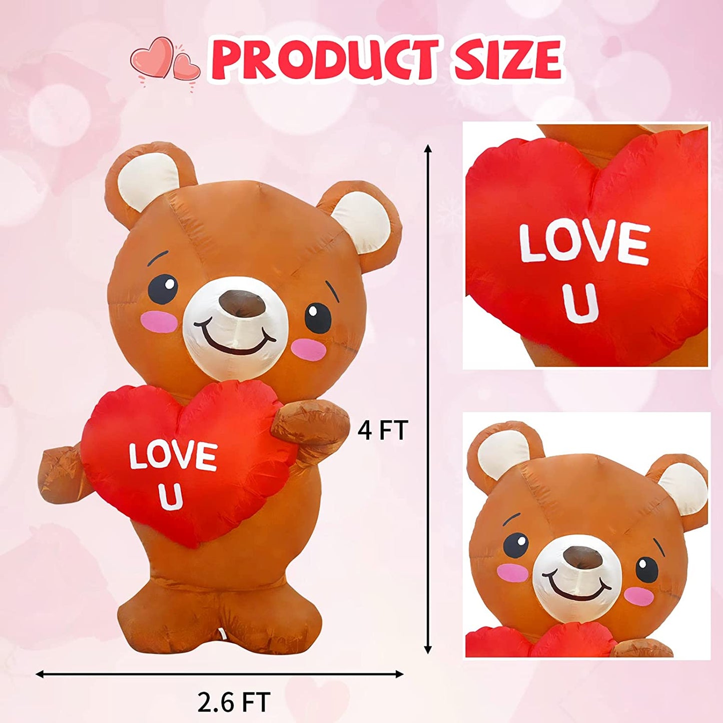 Inflatable 4FT Love U Bear