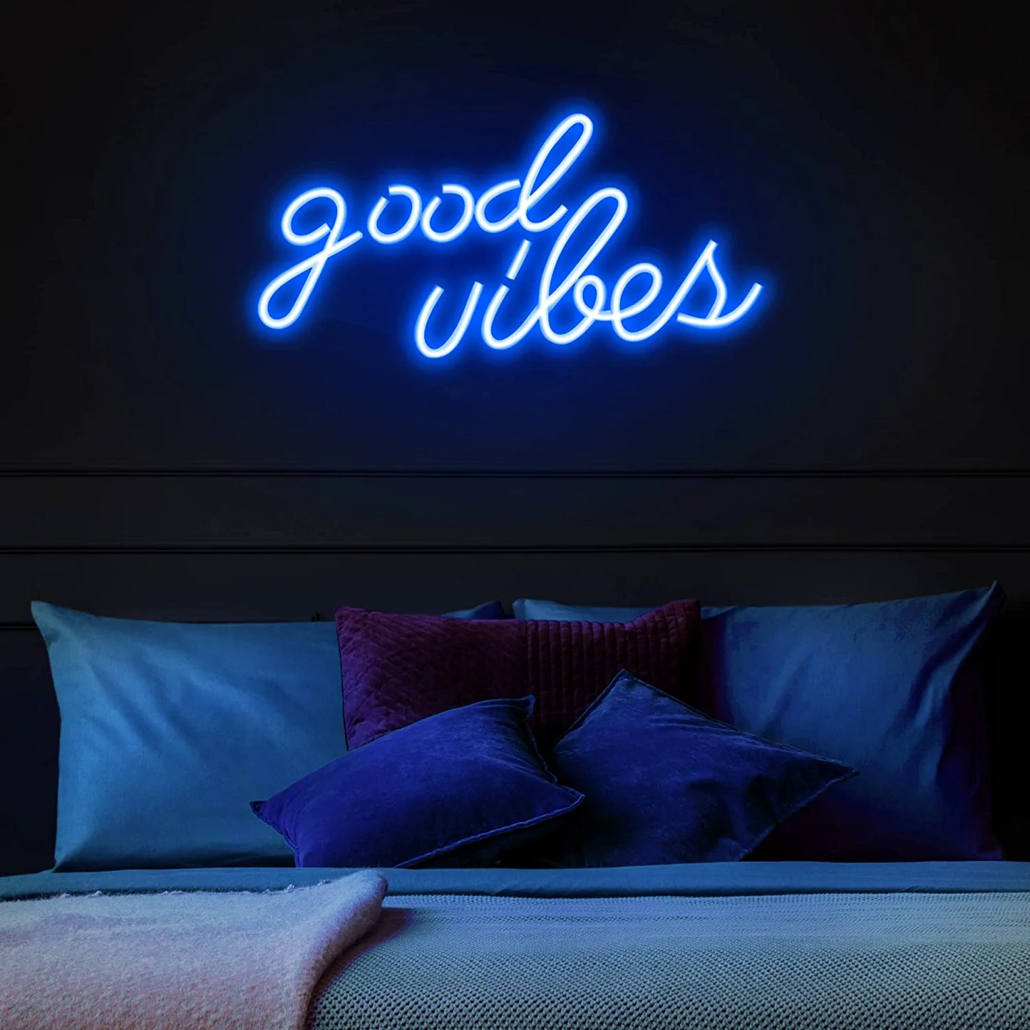 Blue Good Vibes Neon Sign - LED, (16.1 x 8.3 inch)