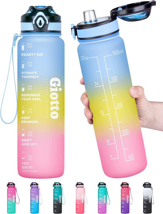 32oz Water Bottle with Time Marker Color: 7-Unicorn